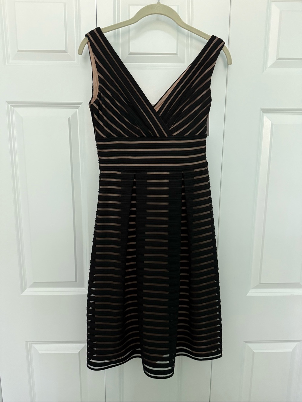 White House Black Market Black Dress with Blush Nude Underlay